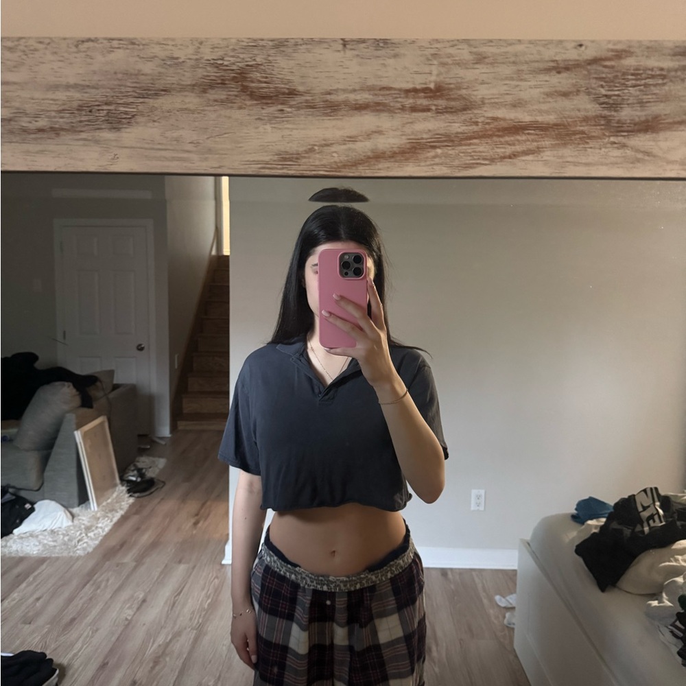 Garage Black Polo Crop T-Shirt